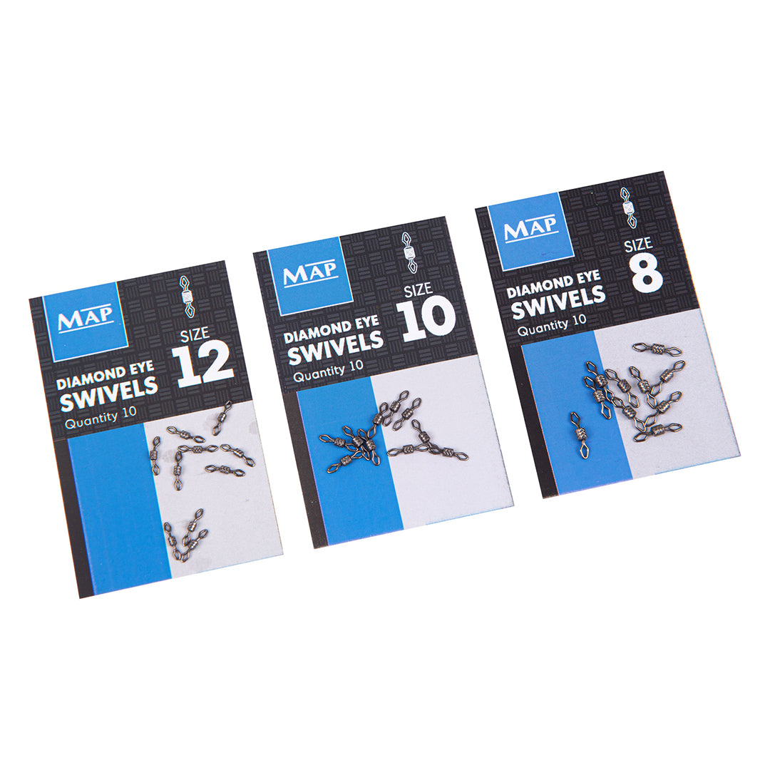 MAP Fishing Terminal Tackle Diamond Eye Swivel Size 10 10pk Grey