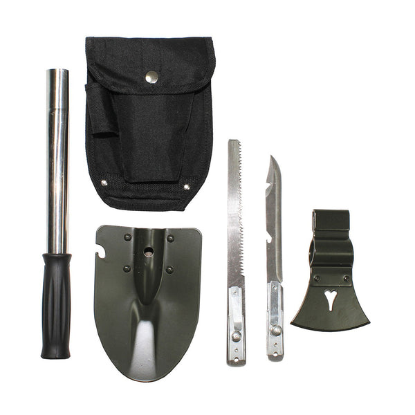MFH 6 in 1 Multifunction Camping Tool Set Black